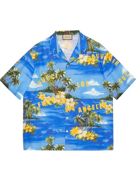 gucci shirt men palm trees|gucci pineapple.